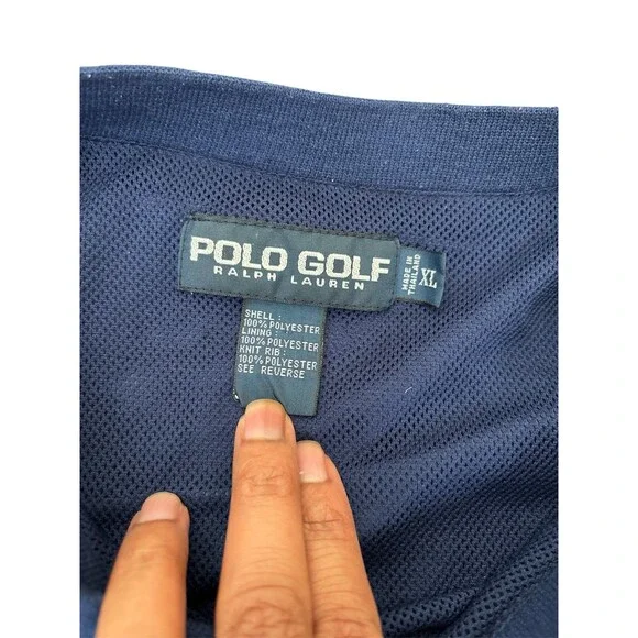 Vintage Polo Golf Ralph Lauren Windbreaker Pullover Jacket XL - Navy Blue Mesh L - Picture 3 of 7